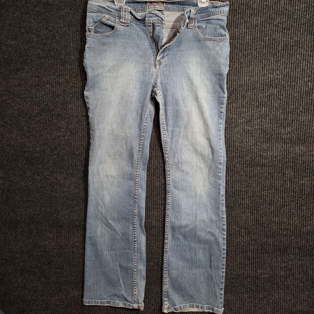 Y2k Bootcut Midrise Jeans Sz 14 D Jeans Embroidered Pockets Cotton